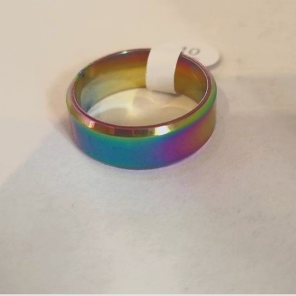 ION Plated Rainbow Tungsten Carbide like Ring - Picture 1 of 3